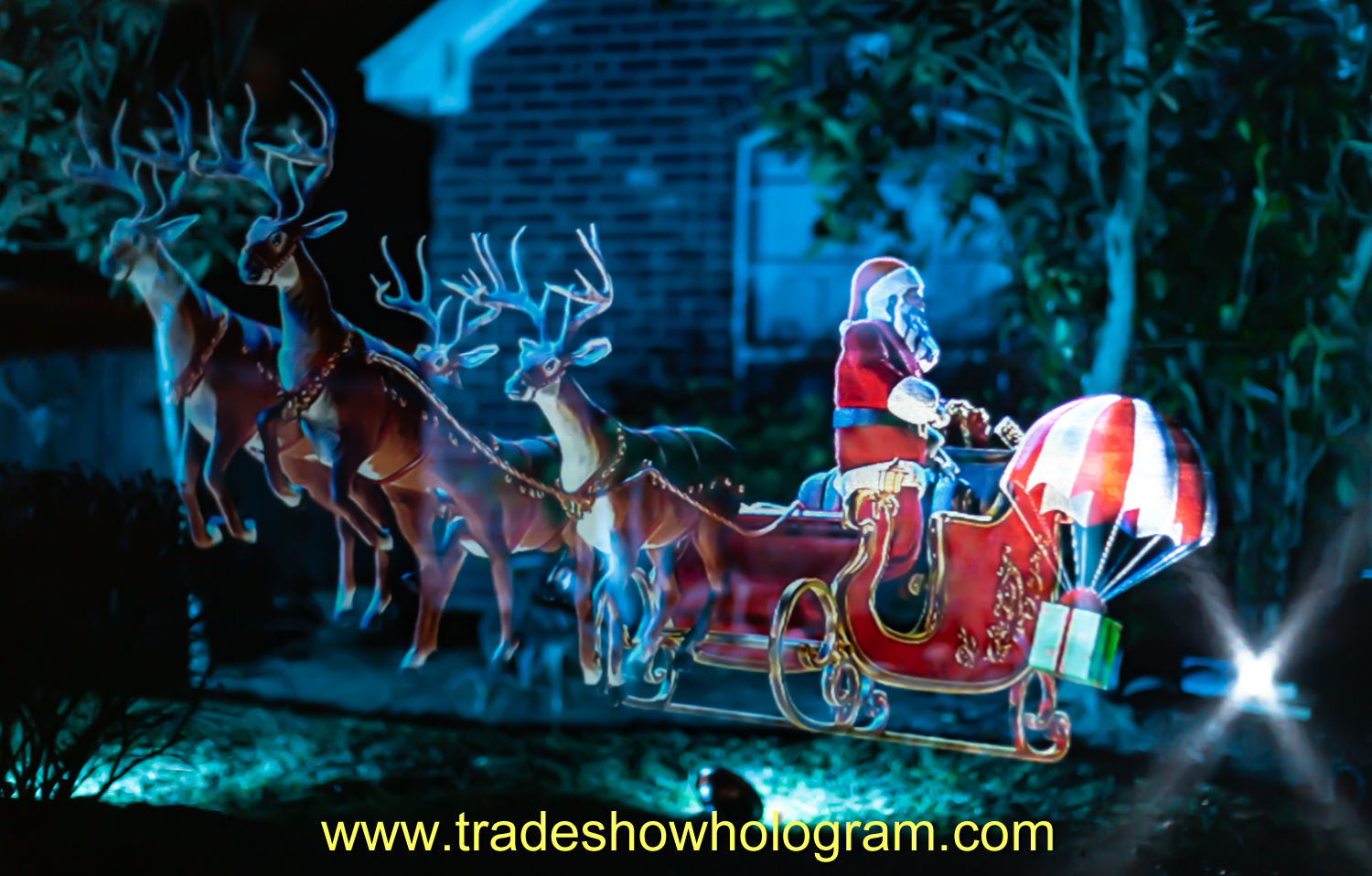 Texas, hologram, projection, christmas, outdoor, animated, santa