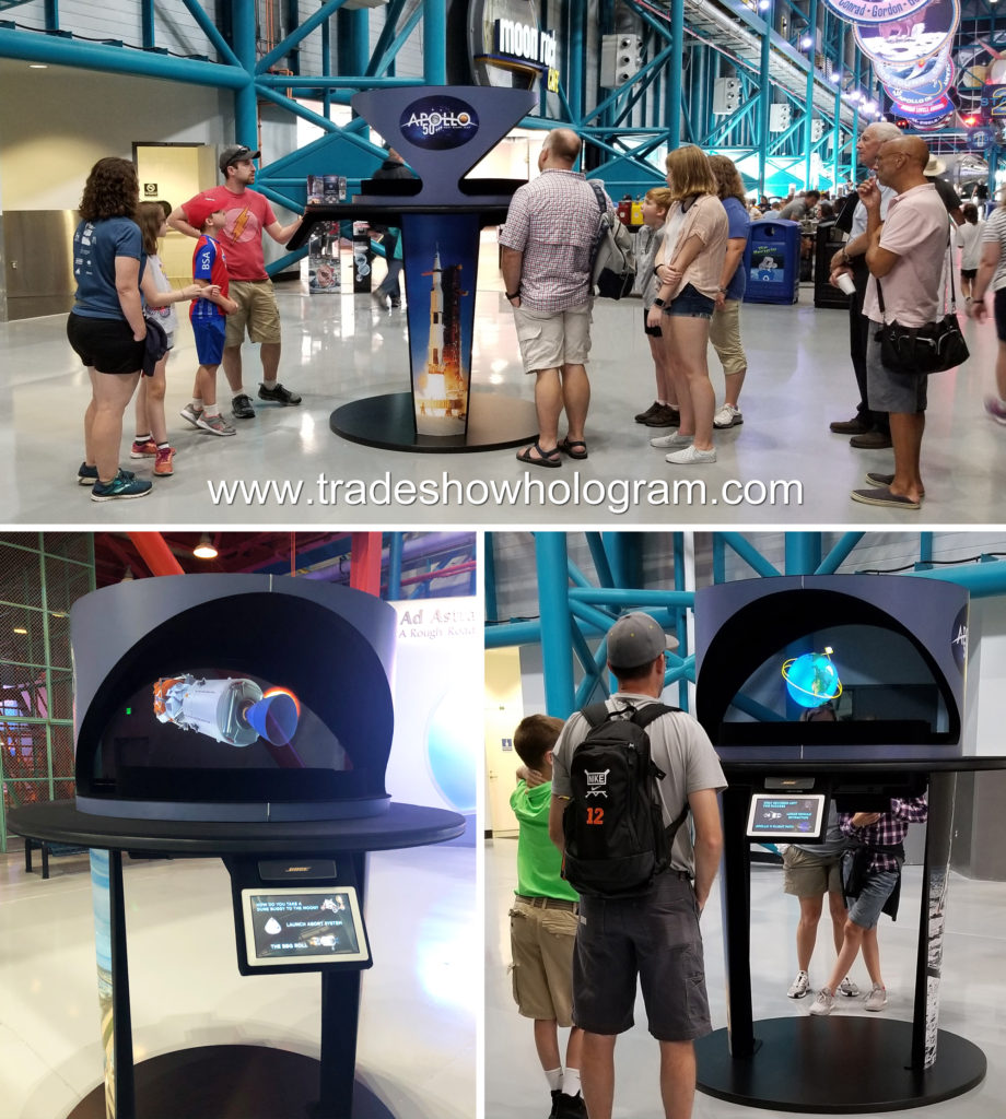Kennedy Space center visitors view holograms
